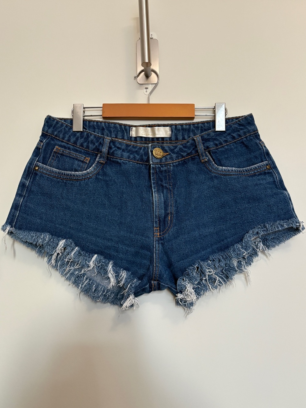 Lança Perfume Heavy Distressed Statement Fringe Denim Shorts Sz 6